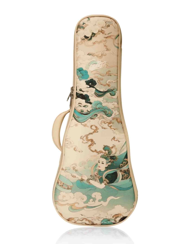 Dunhuang Flying Theme Ukulele Bag - Handmade Travel Bag, Artistic Design｜Light Color