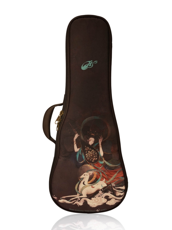 Dunhuang Flying Theme Ukulele Bag - Handmade Travel Bag, Artistic Design｜Dark Color